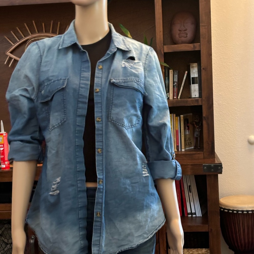 Denim Button-Up Shirt - Picture 2 of 2